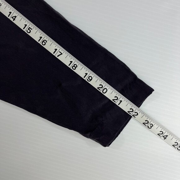 Eileen Fisher 100% Silk Plum Button Down LS Blouse Side Slits Band Collar S/M - Picture 8 of 8